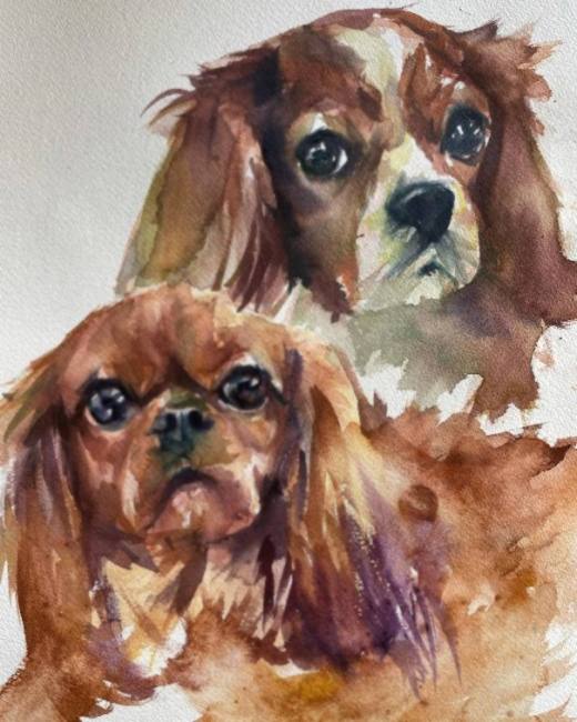 Sasha Spielberg Painted Two Dogs in this Painting