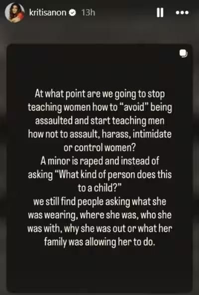 Kriti Sanon का Patriarchy पर बड़ा बयान, Women’s Safety और Victim-Blaming पर शेयर किया Post 2 Kriti Sanon-Patriarchy Post
