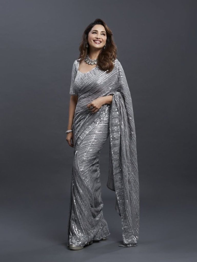 Madhuri Dixit in Grey Theme Saree