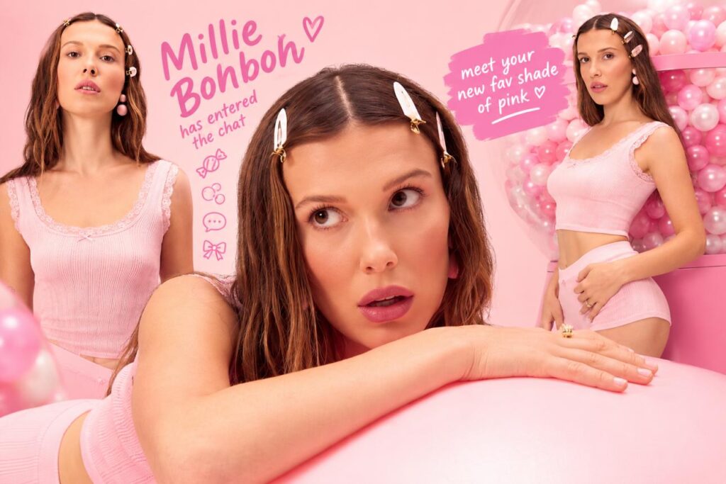 Millie Bobby Brown का ‘Bonbon’ पिंक लुक हुआ वायरल, कैंडी जैसे अंदाज में दिखीं एक्ट्रेस 1 Millie Bobby Brown in a stylish pink Bonbon outfit during a Florence by Mills Fashion photoshoot