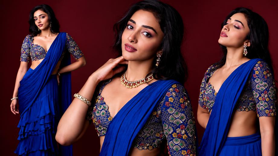 Preity Mukhundhan ने Traditional Look में ढाया कहर, Royal Blue Saree बनी Highlight 1 Preity Mukhundhan Saree Look