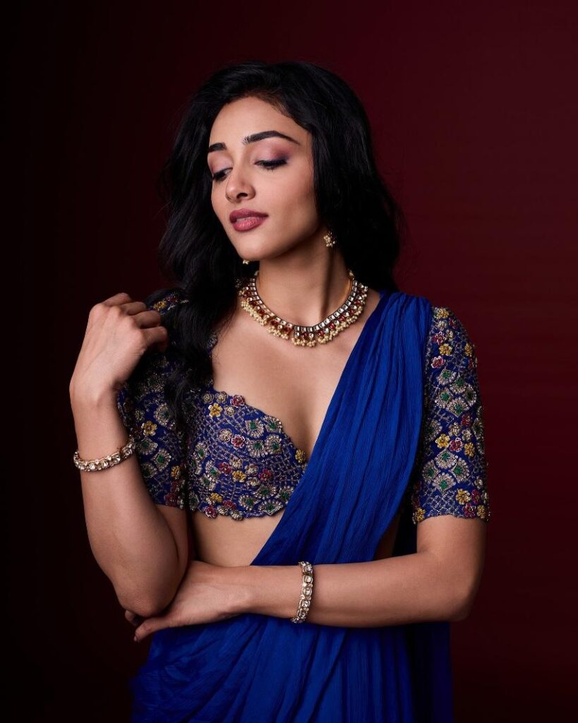 Preity Mukhundhan ने Traditional Look में ढाया कहर, Royal Blue Saree बनी Highlight 4 Preity Mukhundhan in Royal Blue Saree
