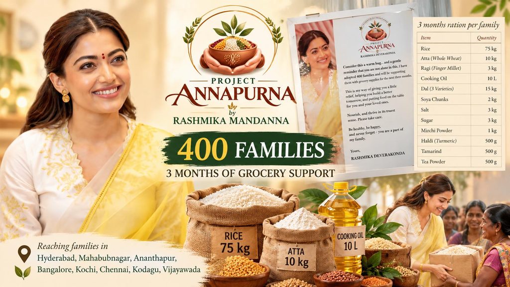 Rashmika Mandanna ने शुरू किया Project Annapurna, 400 Families को 3 महीने तक मिलेगा Grocery Support 1 Rashmika Mandanna - Project Annapurna