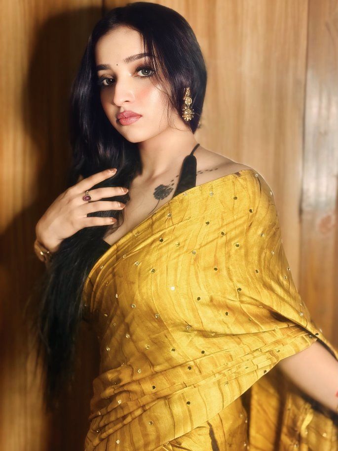 Reema Mukherjee ने गोल्डन साड़ी में ढाया कहर, तस्वीरों में दिखा ग्लैमरस अंदाज; फैंस की नजरें थमीं 4 Reema Mukherjee